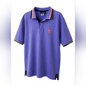 Psycho Bunny Purple Polo with Pink Logo and Multicolor Trim, price is firm